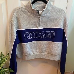 Cropped quarter zip “Chicago” sweater